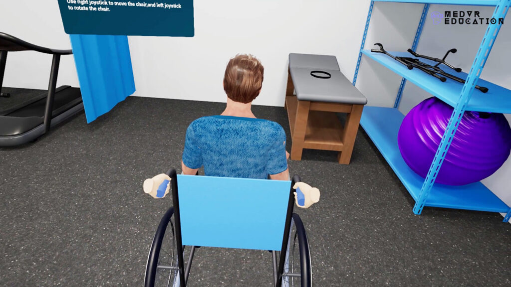 PTA training in VR to assist a patient on a wheelchair